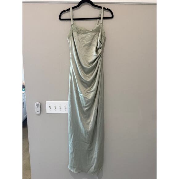 New Reformation Vesper Satin Midi Dress Salvia Sage - Picture 2 of 6